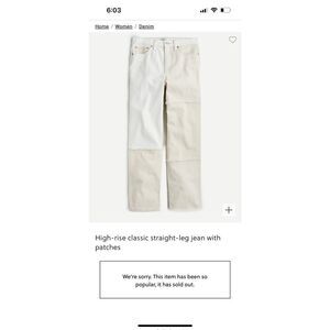 J.Crew Denim High Waist Straight Leg White denim with patches sz30